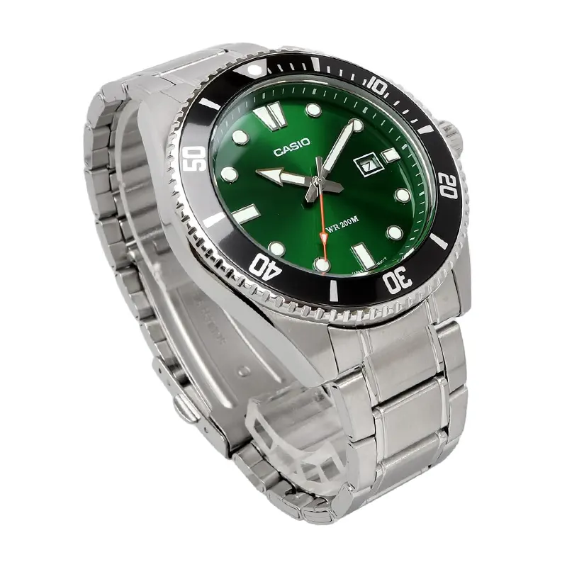 Casio Japan Quartz Duro Diver's 200M Green Dial Men's Watch- MDV-107D-3A2V